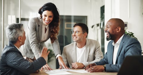 Meeting and business people in office for finance investment