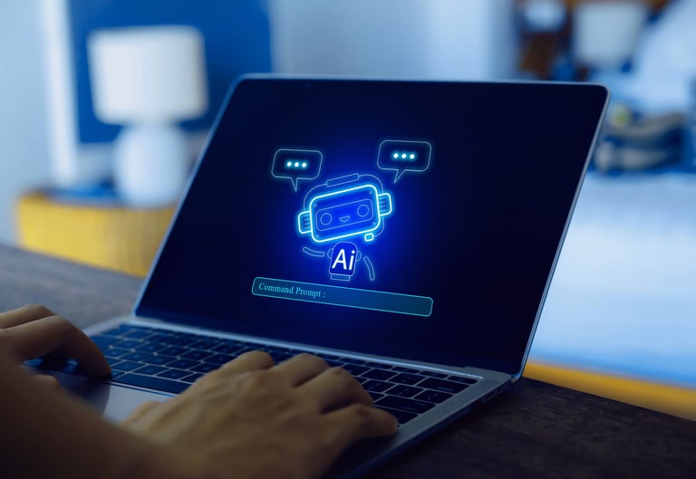 Businessman using AI technology