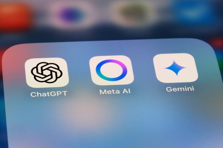 AI apps Meta AI ChatGPT Gemini