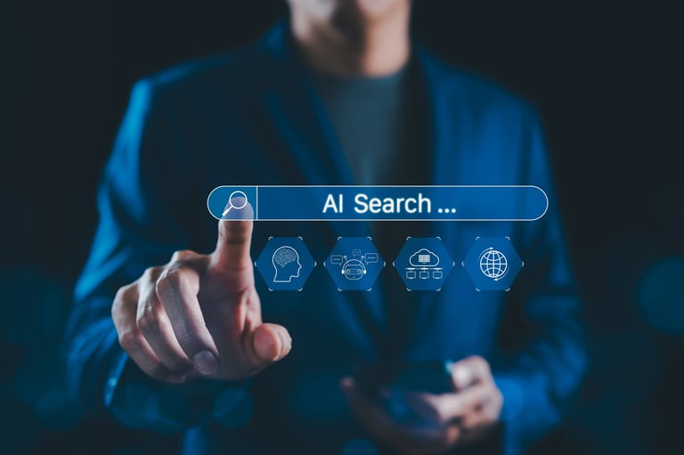 Person interacting with AI search