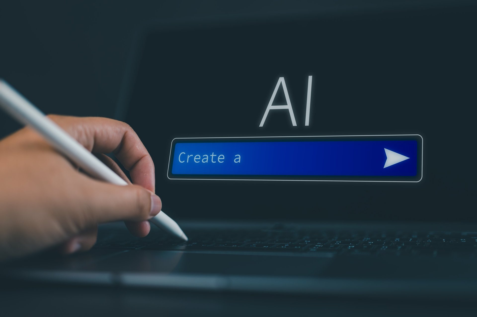 AI prompt to generate content on laptop