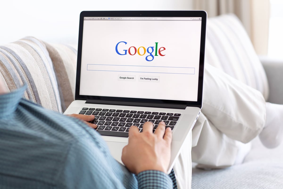 Google search on laptop screen